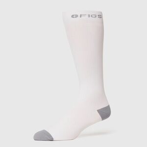 FIGS New White Compression Socks Large 100% AWESOME Solid White Grey Supportive